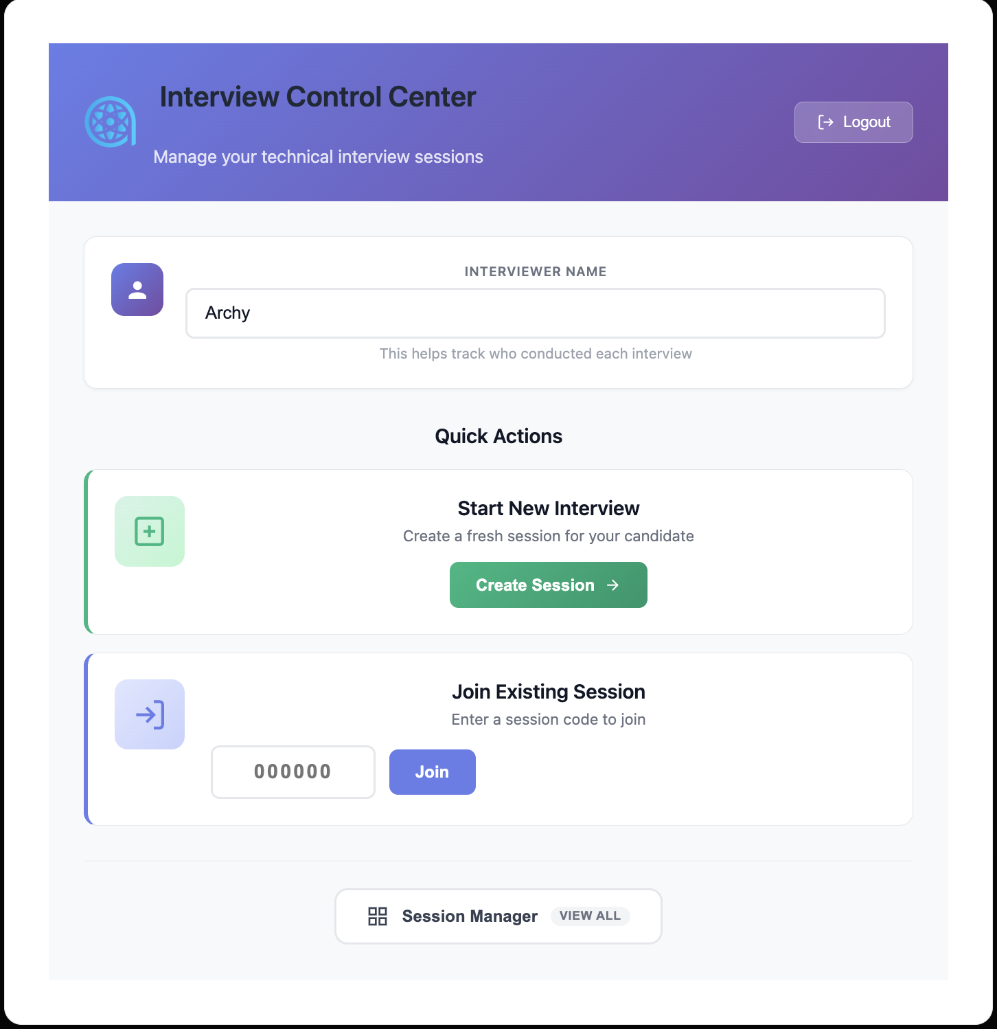 Interviewer Login