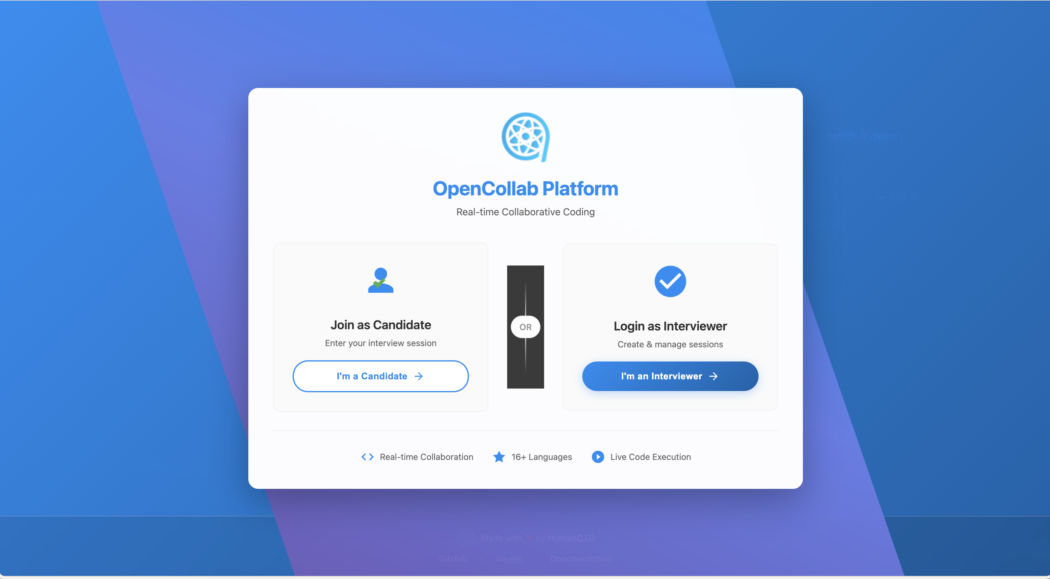 OpenCollab Landing Page